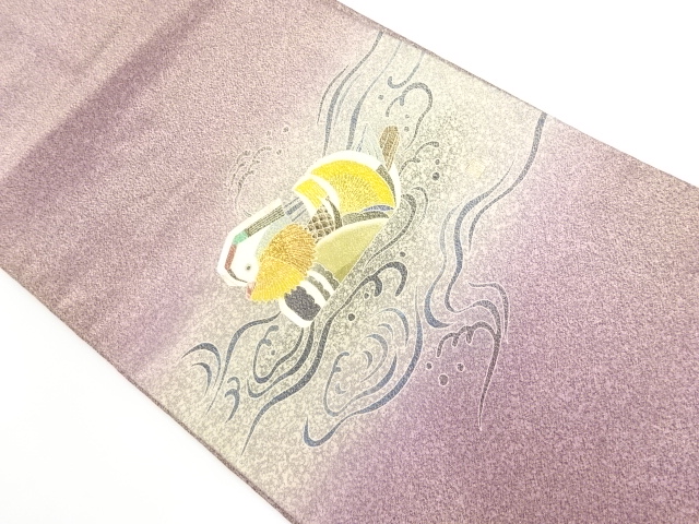 リサイクル　人間国宝　羽田登喜男作　金通し　鴛鴦模様名古屋帯